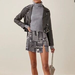 Reformation Margot Mini Skirt - Newspaper Print